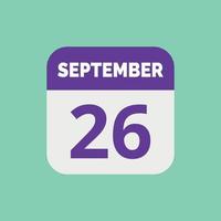 setembro 26 calendário encontro ícone vetor