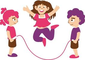 crianças jogando saltar corda ilustração vetor
