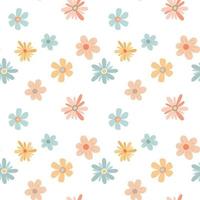 desatado pastel cores padronizar com verão flores infantil textura para tecido, embalagem, têxtil, papel de parede, roupas. desatado fundo com pastel cor flores dentro escandinavo estilo. vetor