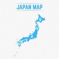 mapa simples do japão com ícones do mapa vetor
