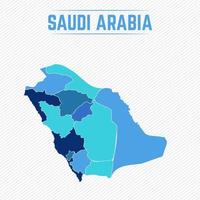 mapa detalhado da arábia saudita com regiões vetor