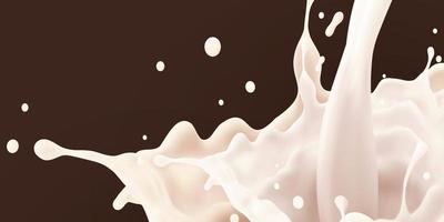 fundo de jato de leite, respingo leitoso, respingo branco líquido realista de vetor em fundo isolado. ilustração 3D.
