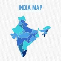 mapa detalhado da índia com regiões vetor