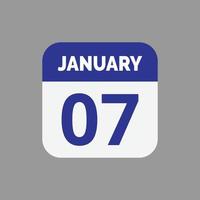 janeiro 7 calendário ícone vetor