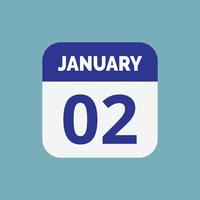 janeiro 2 calendário ícone vetor