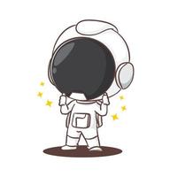 fofa astronauta com polegares acima desenho animado personagem. espaço conceito Projeto. mão desenhado plano adorável chibi vetor ilustração. isolado branco fundo