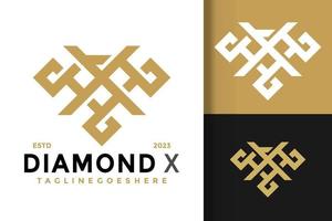 carta x diamante logotipo vetor ícone ilustração