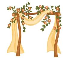 Casamento arco. decoração para casamento cerimônia, festa e aniversário. Casamento altar com flores, folhas e galhos. vetor mão desenhar ilustração isolado em a branco fundo.