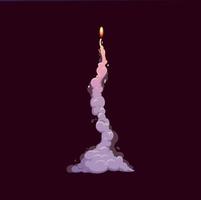 desenho animado foguete fumaça trilha do nave espacial lançamento vetor