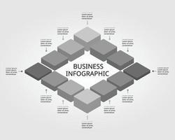 quadrado gráfico nível modelo para infográfico para apresentação para 12 elemento vetor