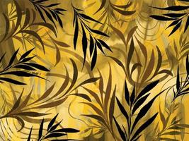 amarelo sujo folhas padronizar decorativo fundo com texturizado Preto e Castanho elementos isolado em horizontal panorama modelo. estilizado vetor papel de parede para cachecol têxtil impressões ou poster.