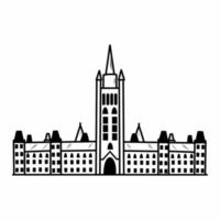 parlamento colina. atração do cidade do ottawa. nacional símbolo do Canadá. arquitetônico estrutura. vetor rabisco ilustração.