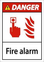 Perigo fogo alarme placa em branco fundo vetor