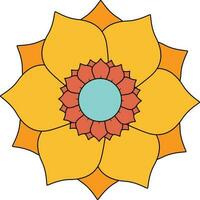 amarelo e turquesa retro flor elemento vetor