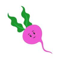 desenho animado emoji nabo ou beterraba dentro Rosa e verde cor. vetor