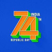 3d tricolor 74º número contra azul fundo para Índia república dia. vetor