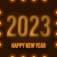 3d feliz Novo ano 2023 texto contra Castanho fronteira luzes fundo para feliz Novo ano conceito. vetor