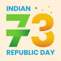 laranja e verde 73 Fonte número em pêssego fundo para indiano república dia celebração ano. vetor