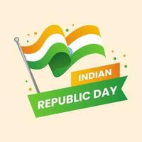 isolado bandeira com indiano república dia faixa em pêssego fundo para Índia nacional festival celebração conceito. vetor