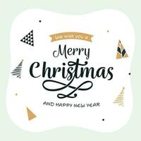 alegre Natal e feliz Novo ano cumprimento cartão com vários estilo natal árvore em pastel azul e branco fundo. vetor