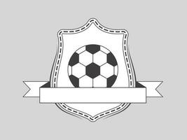 rabisco futebol escudo rótulo em cinzento fundo. vetor