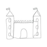 1 linha arte castelo. contínuo linha arte Palácio. isolado vetor ilustração