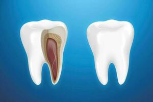 dente anatomia isolado em azul fundo dentro 3d ilustração vetor