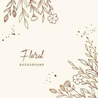 elegante dourado floral fundo com mão desenhado flores e folhas ilustração decoração vetor