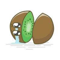 fofa desenho animado kiwi. desenho animado fruta personagem definir. engraçado emoticon dentro plano estilo. Comida emoji vetor ilustração