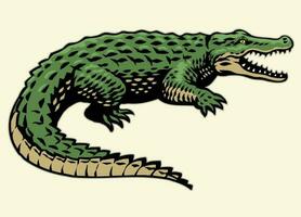 crocodilo dentro mão desenhado vintage estilo vetor