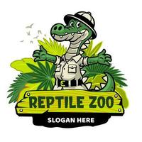 crocodilo réptil jardim zoológico mascote logotipo vetor