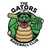 a crocodilo jacaré desenho animado beisebol clube vetor