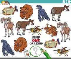 tarefa única para crianças com animais de desenho animado vetor