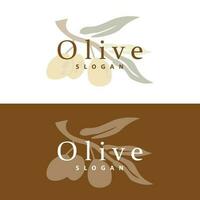 Oliva óleo logotipo, Oliva folha plantar ervas jardim vetor, simples elegante luxuoso ícone Projeto modelo ilustração vetor