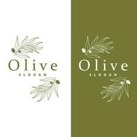 Oliva óleo logotipo, Oliva folha plantar ervas jardim vetor, simples elegante luxuoso ícone Projeto modelo ilustração vetor