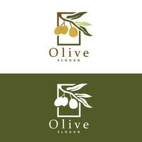 Oliva óleo logotipo, Oliva folha plantar ervas jardim vetor, simples elegante luxuoso ícone Projeto modelo ilustração vetor