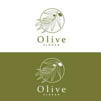 Oliva óleo logotipo, Oliva folha plantar ervas jardim vetor, simples elegante luxuoso ícone Projeto modelo ilustração vetor