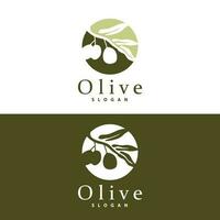 Oliva óleo logotipo, Oliva folha plantar ervas jardim vetor, simples elegante luxuoso ícone Projeto modelo ilustração vetor