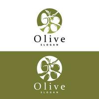 Oliva óleo logotipo, Oliva folha plantar ervas jardim vetor, simples elegante luxuoso ícone Projeto modelo ilustração vetor