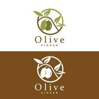 Oliva óleo logotipo, Oliva folha plantar ervas jardim vetor, simples elegante luxuoso ícone Projeto modelo ilustração vetor