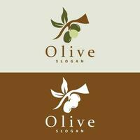 Oliva óleo logotipo, Oliva folha plantar ervas jardim vetor, simples elegante luxuoso ícone Projeto modelo ilustração vetor