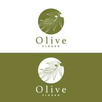 Oliva óleo logotipo, Oliva folha plantar ervas jardim vetor, simples elegante luxuoso ícone Projeto modelo ilustração vetor