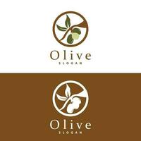 Oliva óleo logotipo, Oliva folha plantar ervas jardim vetor, simples elegante luxuoso ícone Projeto modelo ilustração vetor