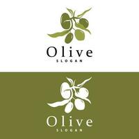 Oliva óleo logotipo, Oliva folha plantar ervas jardim vetor, simples elegante luxuoso ícone Projeto modelo ilustração vetor