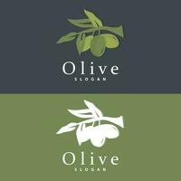 Oliva óleo logotipo, Oliva folha plantar ervas jardim vetor, simples elegante luxuoso ícone Projeto modelo ilustração vetor