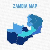 mapa detalhado da zâmbia com regiões vetor