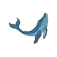 vetor ilustração grande azul oceano desenho animado baleia para Projeto elemento