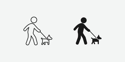 cão com ícone isolado de vetor homem