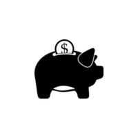 porco porquinho banco com uma moeda vetor ícone ilustração
