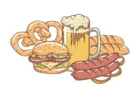 Mão, desenho, bavarian, alimento vetor